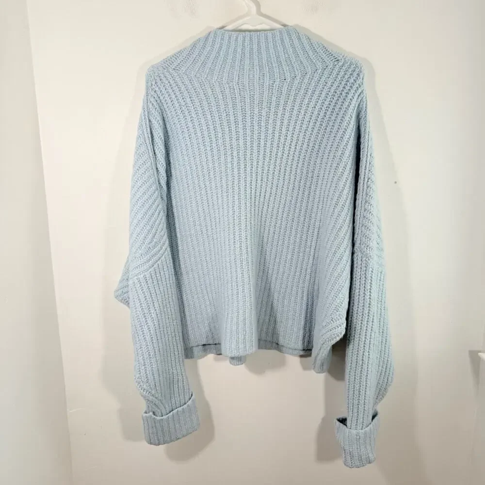 Anthropologie Maeve Athena Cowl Neck Sweater Pullover Alpaca Wool Blue XL